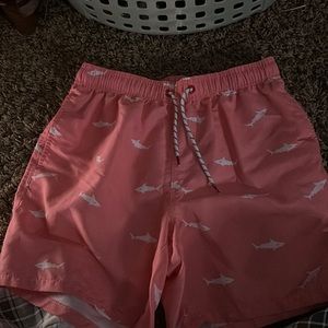 Salmon/pink shark swim trunks